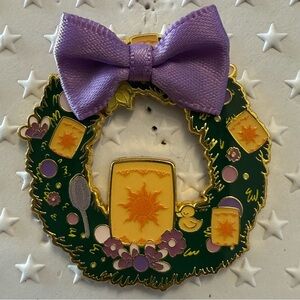 Disney Purple Bow and Green Wreath Brooch